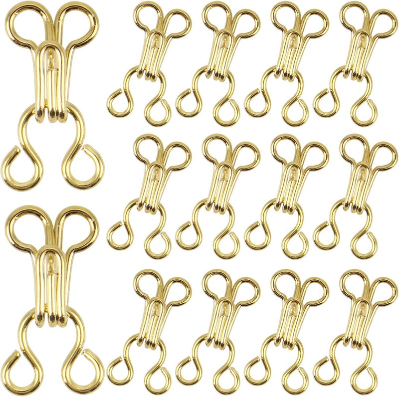 PECMER 100 Set Copper Sewing Hooks and Eyes Closure, Copper Hooks Latch for Bras, Clothing - Gold, 15mm-2# - Image 1